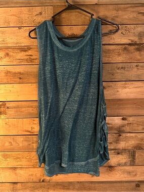 GAIAM Teal Burnout Tank with Side Tie Detail